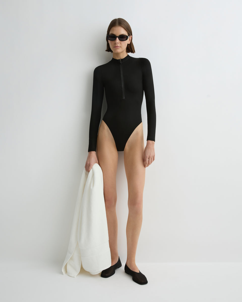 Parker Long Sleeve One Piece Black | BONDI BORN® | One Piece Swimwear
