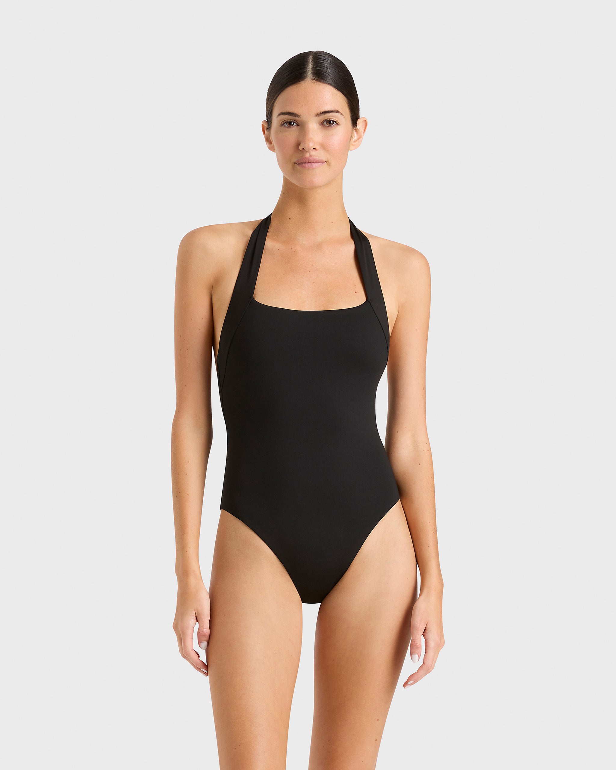 BONDI BORN Candice Classic Black Halterneck Swimsuit