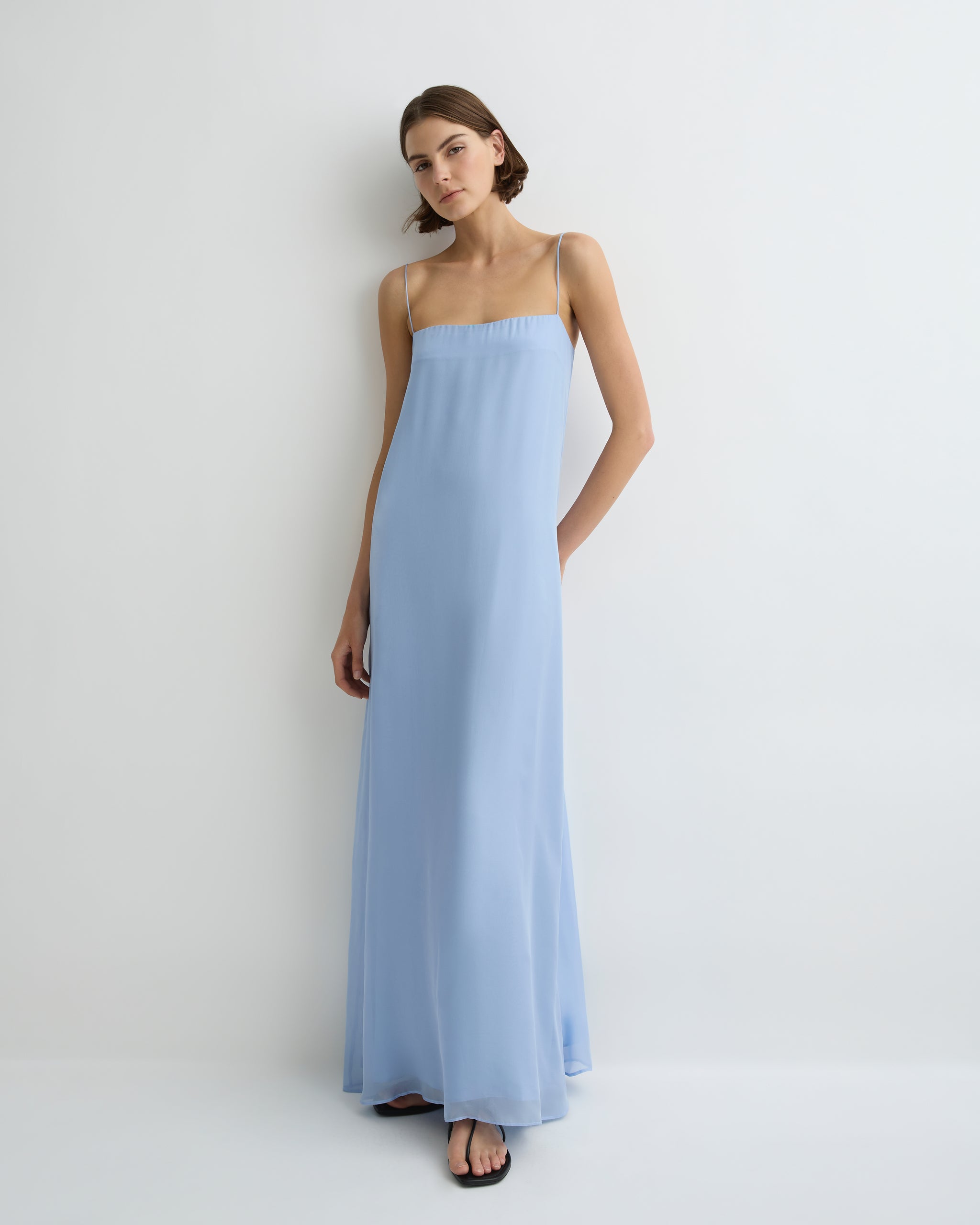 fitted lace wedding dress Capri Silk Cami Dress in Sky