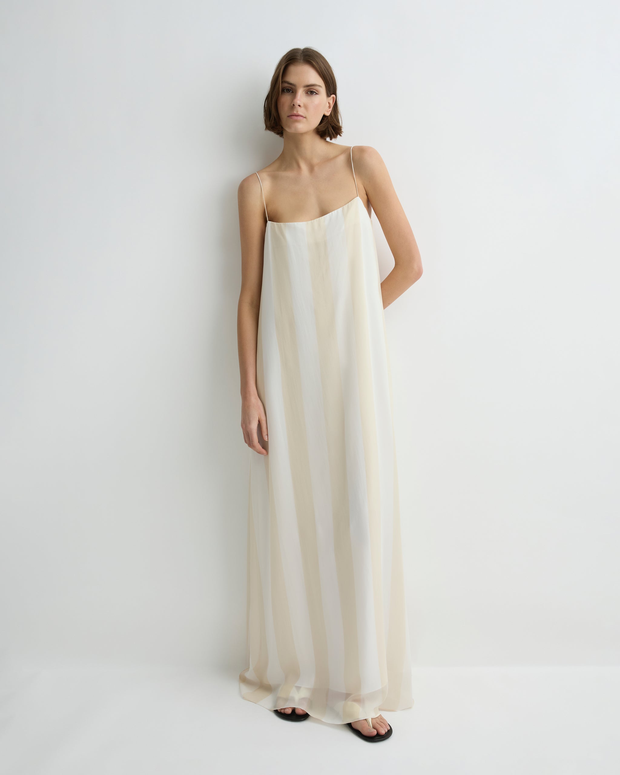 princess polly baby blue dress BONDI BORN® | Capri Silk Slip Dress Ecru Stripe
