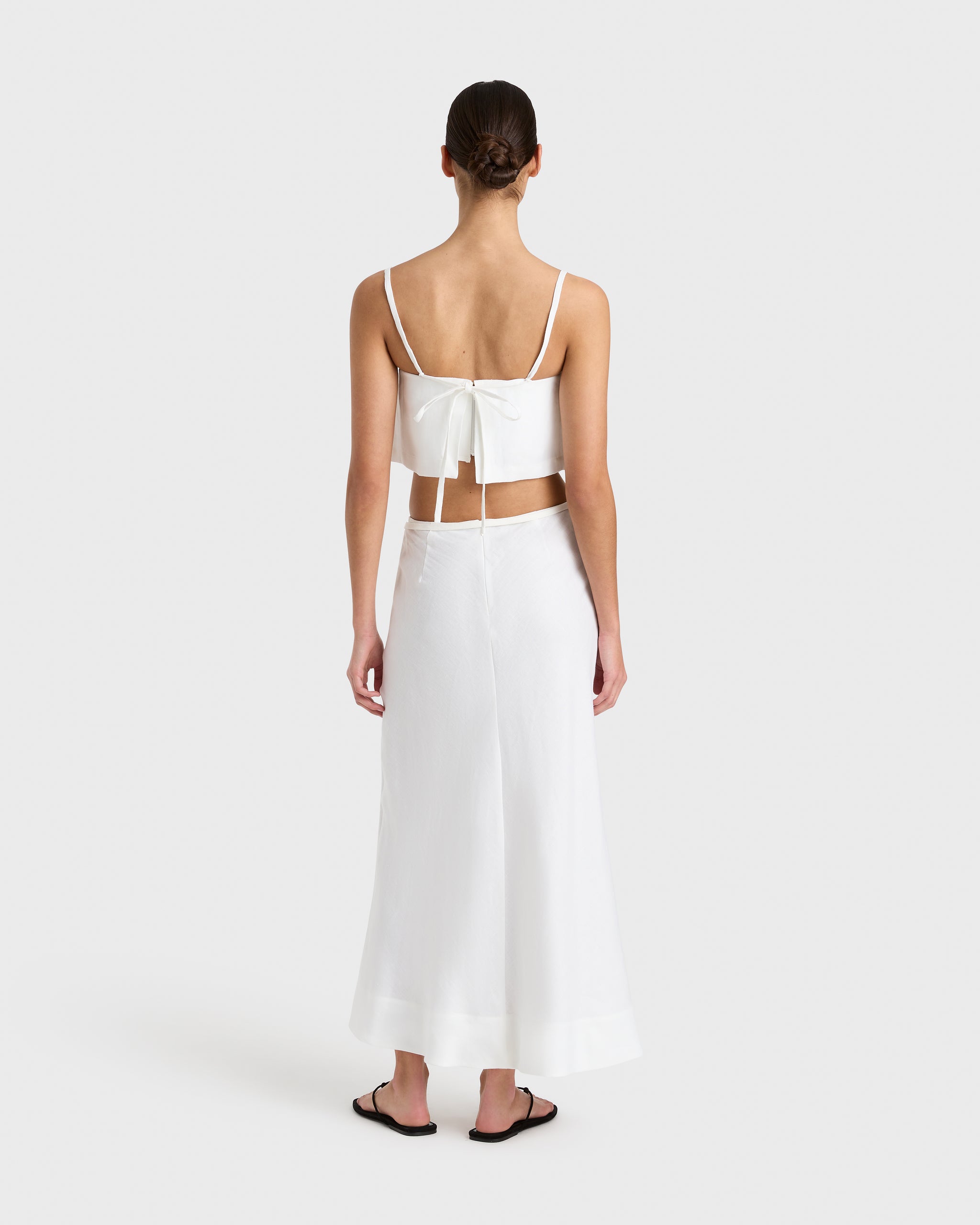 White linen bias cut skirt top