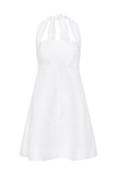 Delphi Organic Linen Halter Mini Dress - White