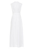 Leiden Organic Linen Pleat Front Maxi Dress - White