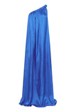 Marfa One Shoulder Silk Maxi Dress - Cerulean
