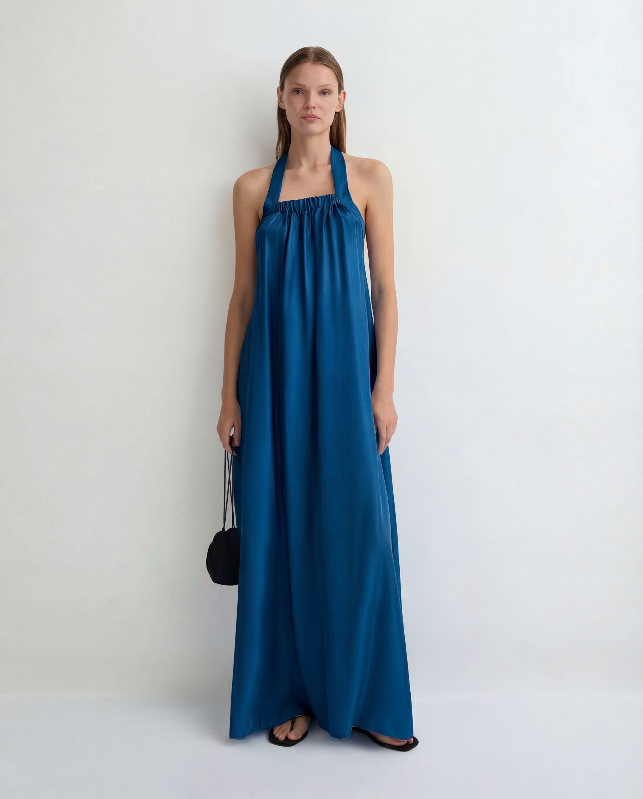 BONDI BORN | Marfa Silk Halter Maxi Dress in Tropico
