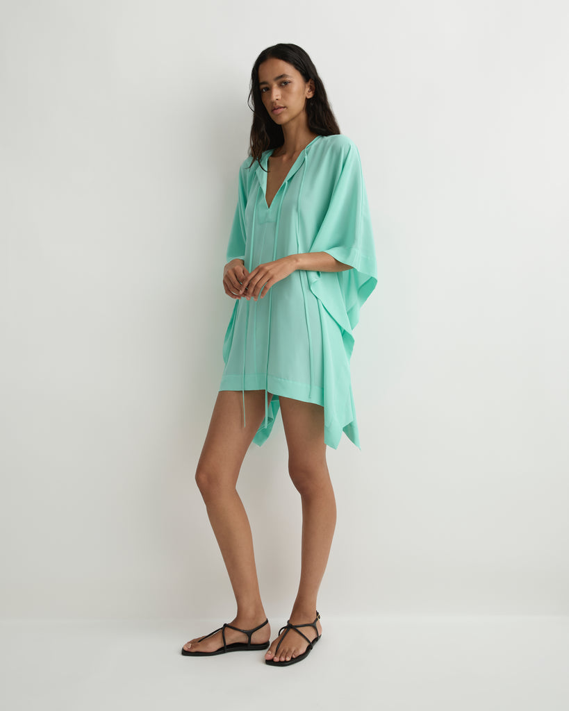 BONDI BORN | Orta Silk Caftan Mini Dress - Opal | Dresses BONDI BORN | Orta Silk Caftan Mini Dress - Opal | Dresses