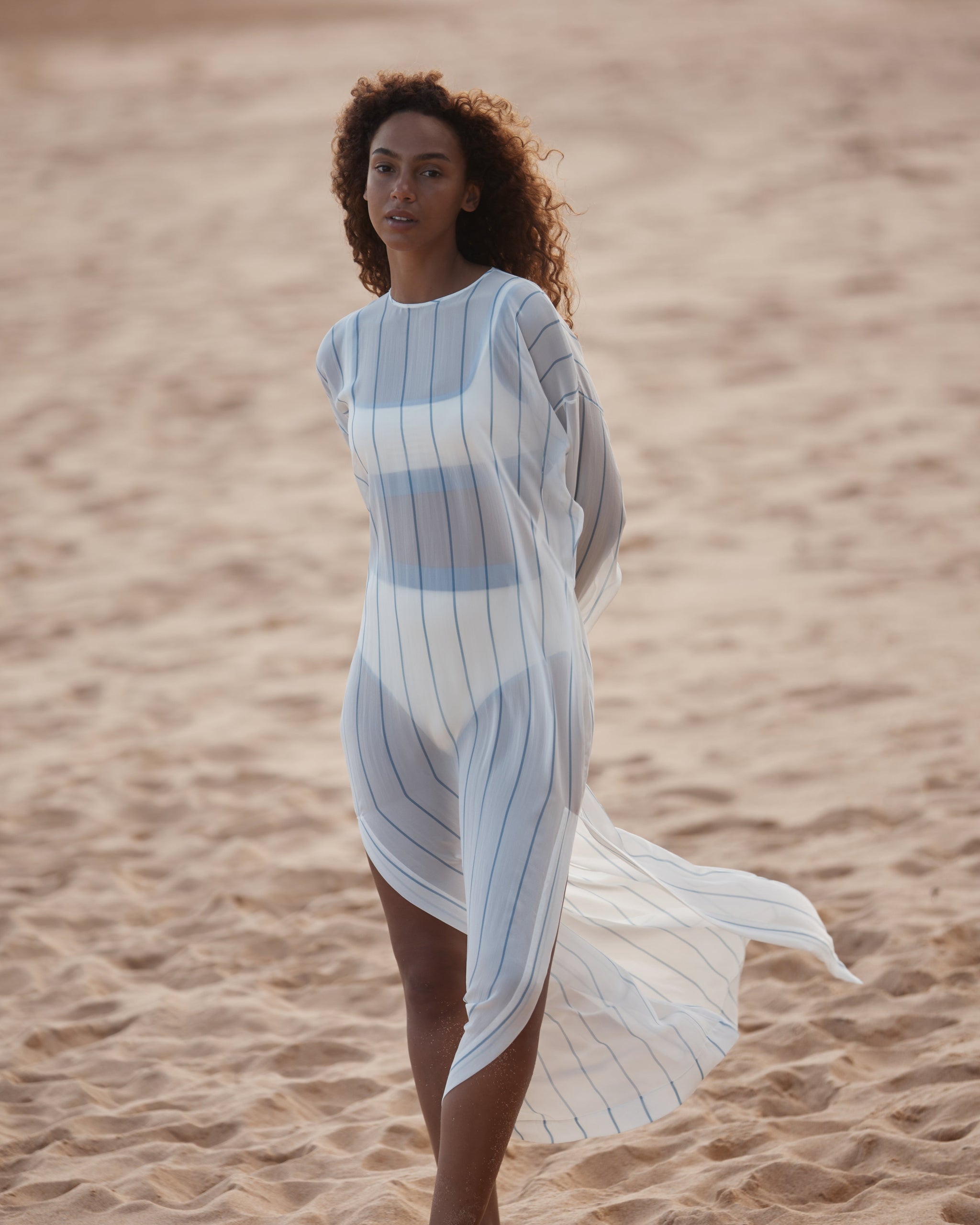 white silk tunic dress Anais Long Sleeve Silk Shirt Dress, White Object & Dawn