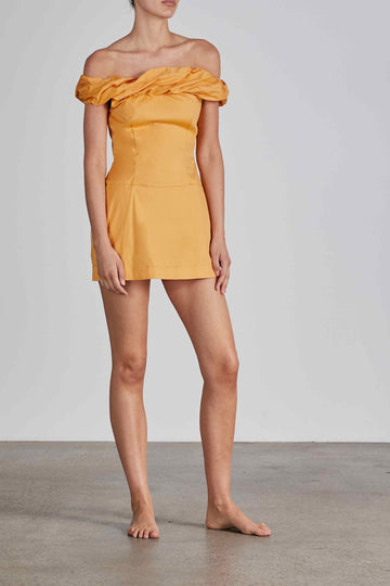 BONDI BORN® Madeira Organic Cotton Mini Dress in Mango Orange