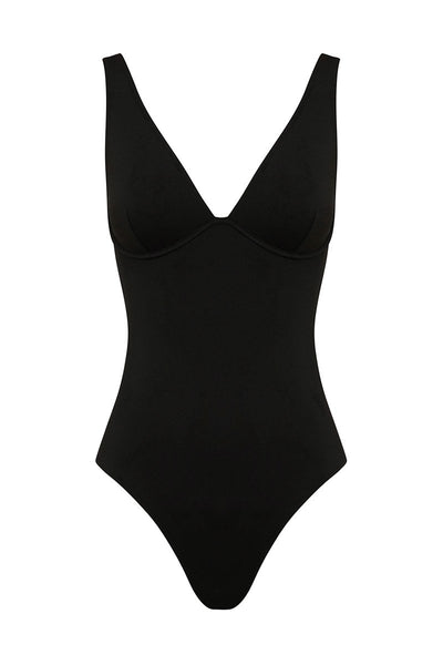 BONDI BORN Emmanuelle One Piece Swimsuit in Black | Sustainable Swimwear