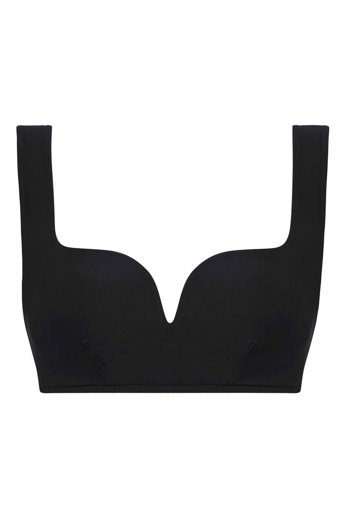 BONDI BORN Ellie Bikini Top in Black shown from the front